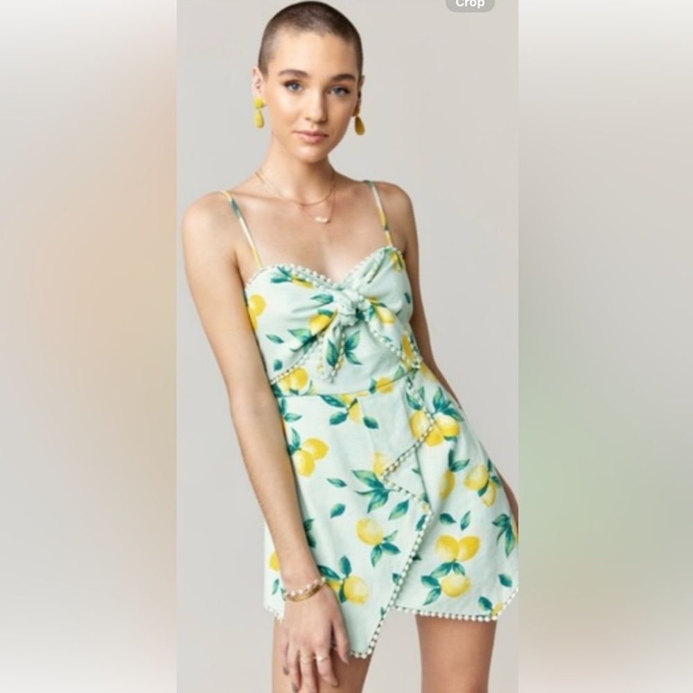 NWOT Lemon Print Wrap Dress